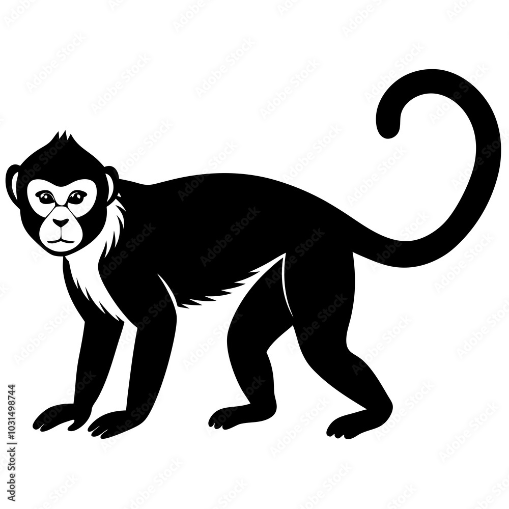 Capuchin monkey silhouette vector illustration Capuchin monkey silhouette vector illustration