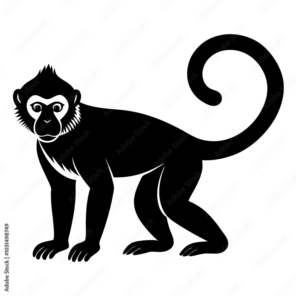 Obraz premium Capuchin monkey silhouette vector illustration