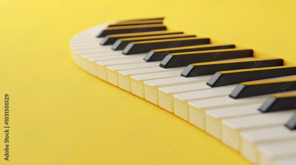 Naklejka premium Piano Keys on Yellow Background