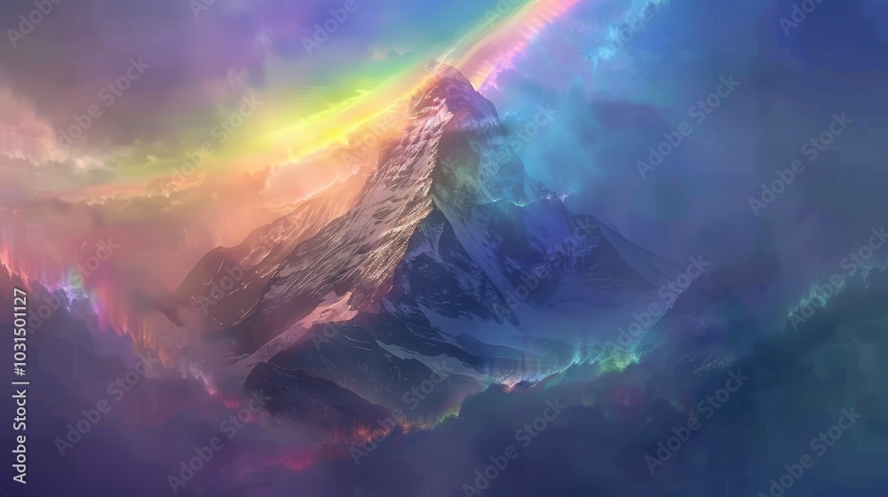 Naklejka premium Vibrant Mountain Landscape with Abstract Colors