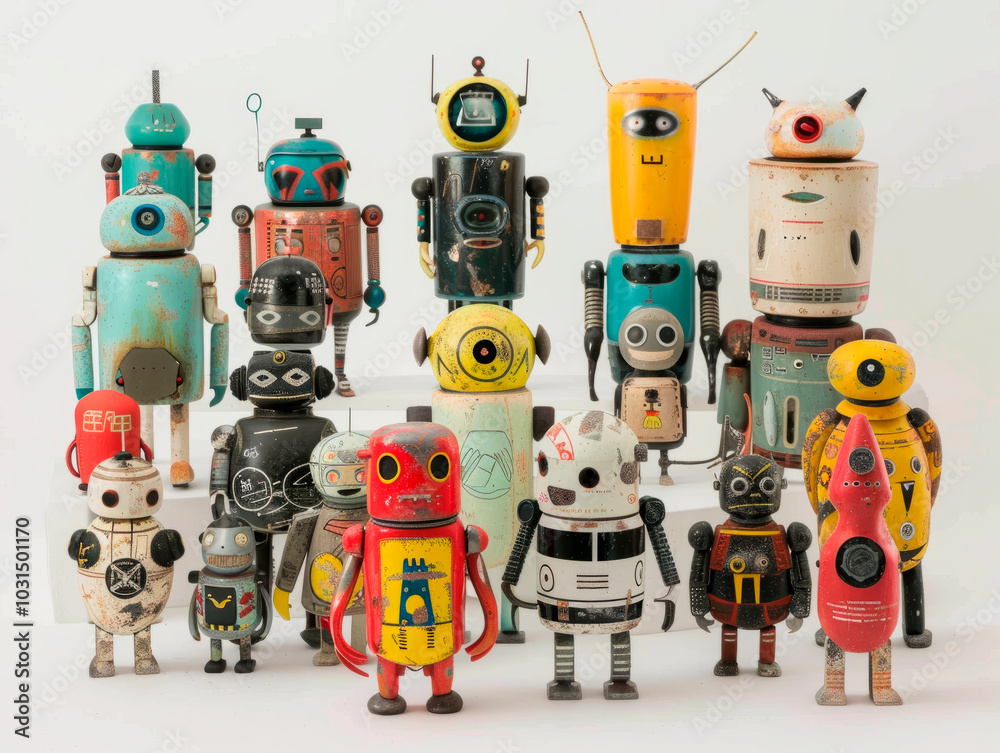 Collection of miniature robots, each with unique designs and functions ...