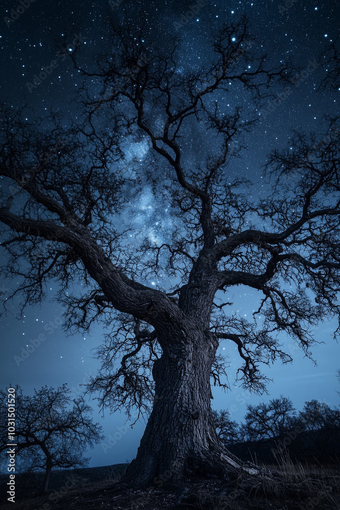 Trees Under a Starry Night Sky. Trees Under a Starry Night Sky.