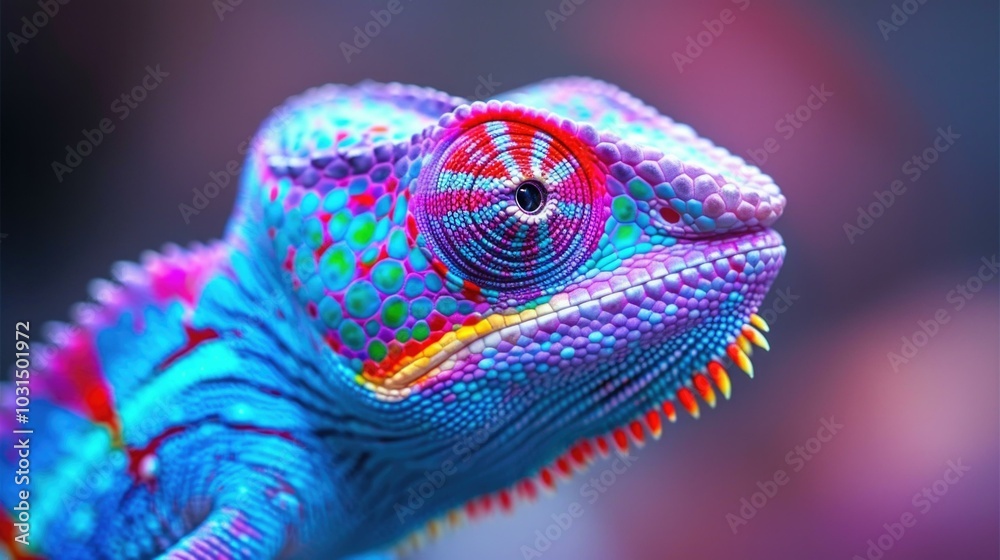 A close up of a colorful chameleon. Generative AI. A close up of a colorful chameleon. Generative AI.