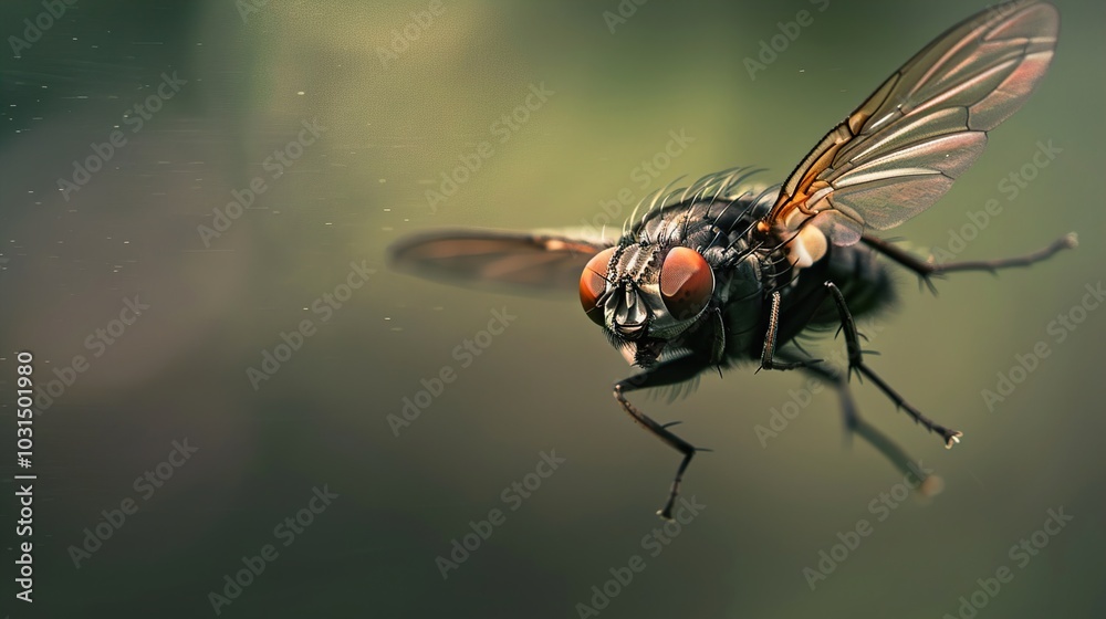 Close-Up Macro Photography of a Fly in Flight Close-Up Macro Photography of a Fly in Flight
