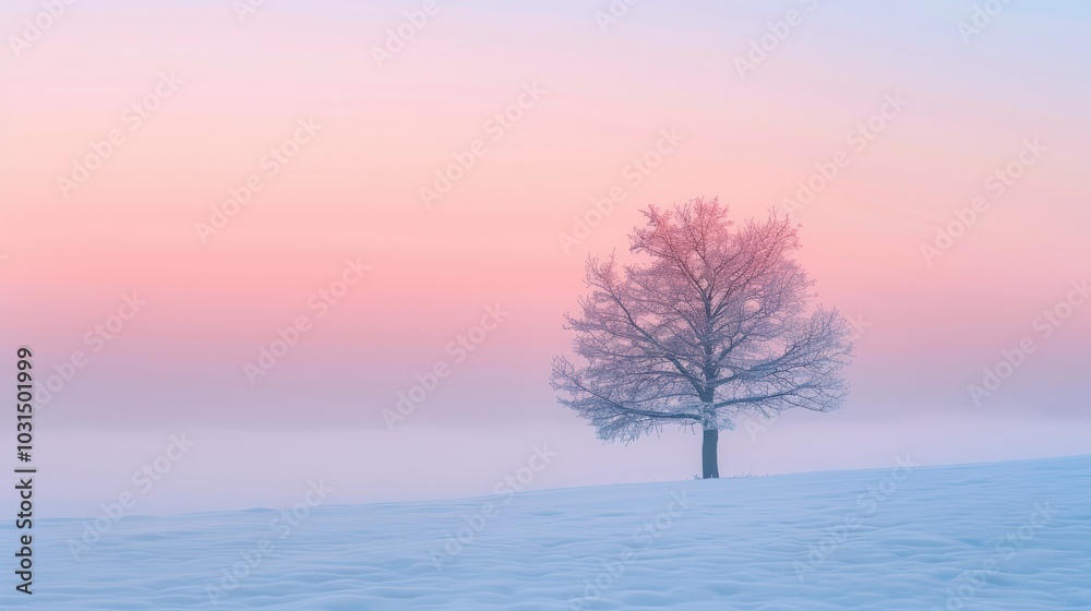 Serene Winter Sunrise Over Snowy Landscape Serene Winter Sunrise Over Snowy Landscape