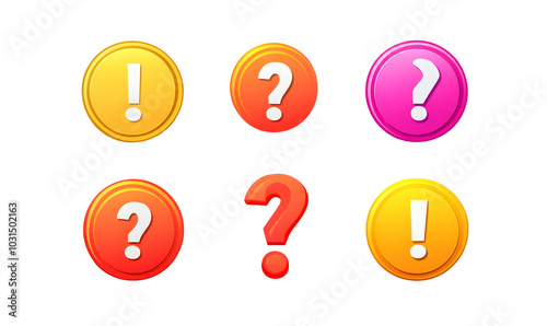 Exclamation mark and question mark set icons. Message bubble icons. Flat style. Vector icons.