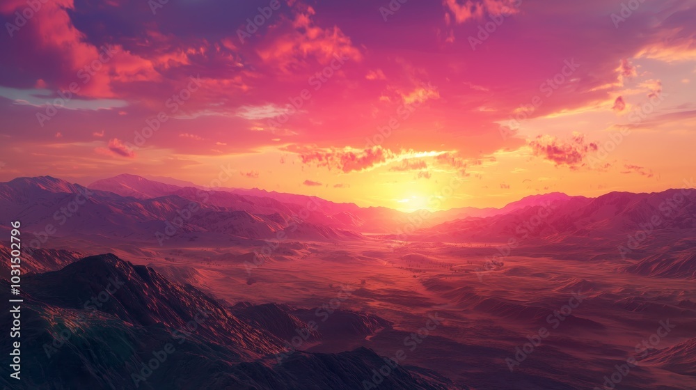 Naklejka premium Breathtaking Sunrise Over Afghan Steppe Landscape