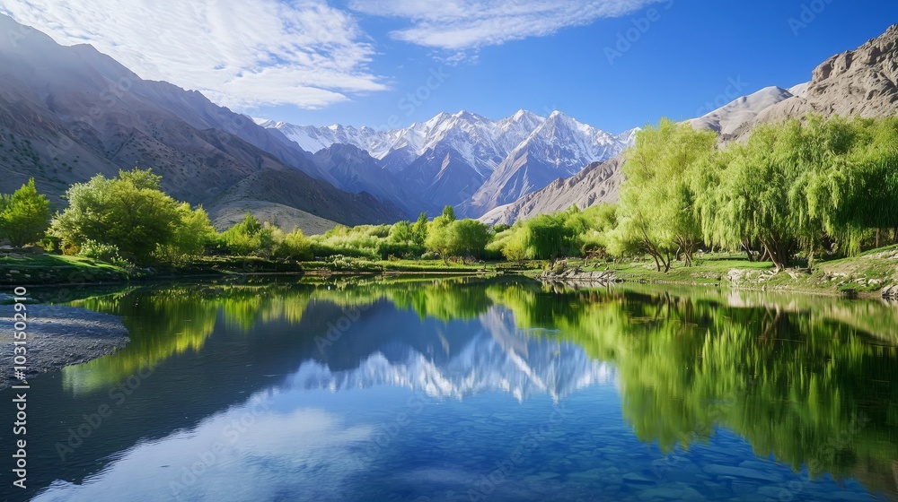 Fototapeta premium Tranquil Lake in the Afghan Mountains