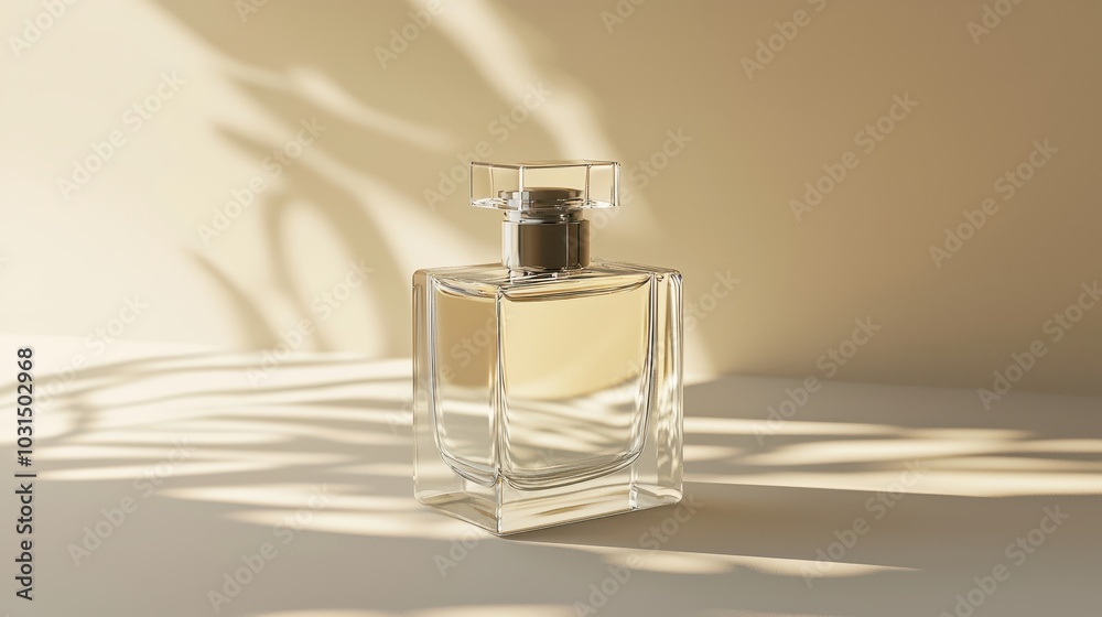Elegant Perfume Bottle with Soft Lighting and Shadows Elegant Perfume Bottle with Soft Lighting and Shadows