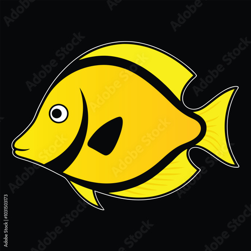 Solid color Yellow Tang animal vector design