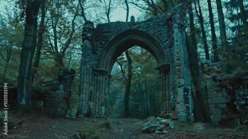 Enchanted Forest Ruins in Autumn Light