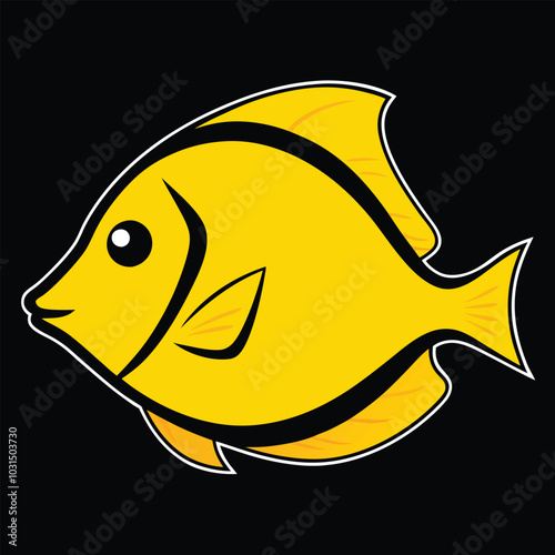 Solid color Yellow Tang animal vector design