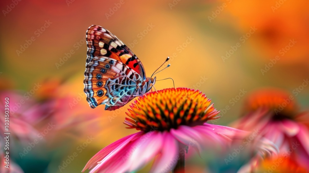 Fototapeta premium Close-up of a butterfly on a colorful flower