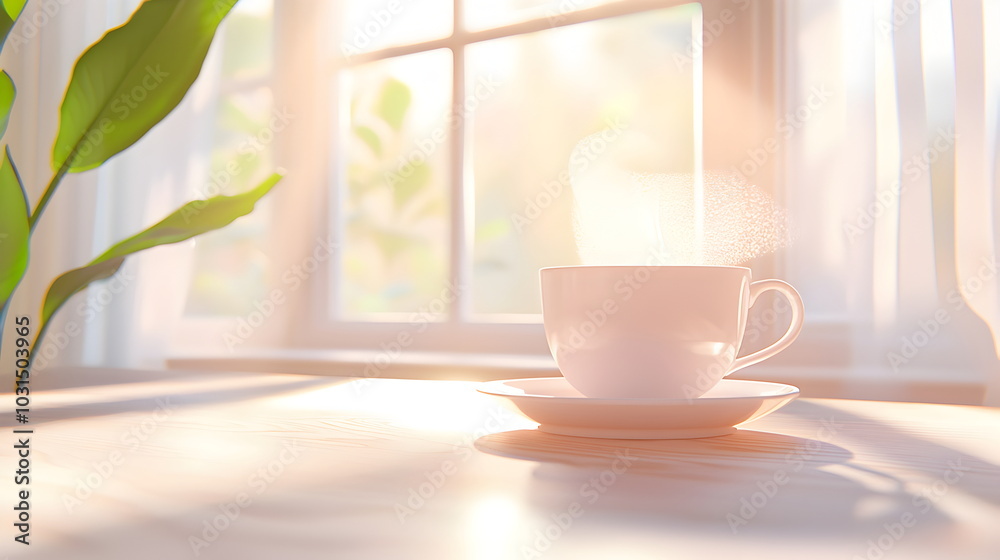 Golden Hour Coffee: A steaming mug of coffee sits on a windowsill bathed in the warm glow of the morning sun, inviting a moment of tranquility and peaceful contemplation. Golden Hour Coffee: A steaming mug of coffee sits on a windowsill bathed in the warm glow of the morning sun, inviting a moment of tranquility and peaceful contemplation.