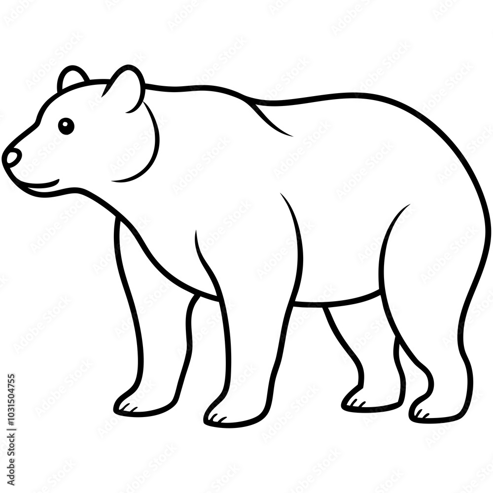 Grizzly bear line art vector illustration 
