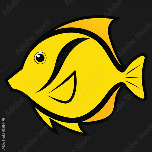 Solid color Yellow Tang animal vector design