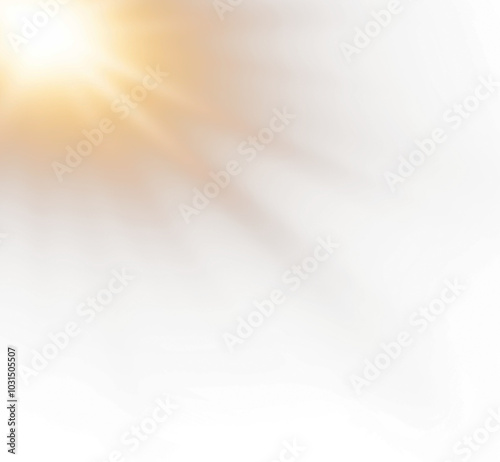 Sparkling Starburst with Solar Flare Rays and Beams Overlay Isolated on Transparent Background for Glow Effect and Bright Light Design