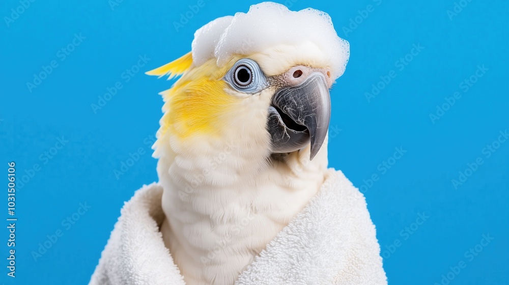 Obraz premium Playful Parrot with Soap Suds