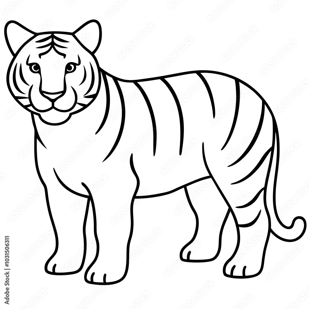 Siberian tiger line art vector illustration Siberian tiger line art vector illustration