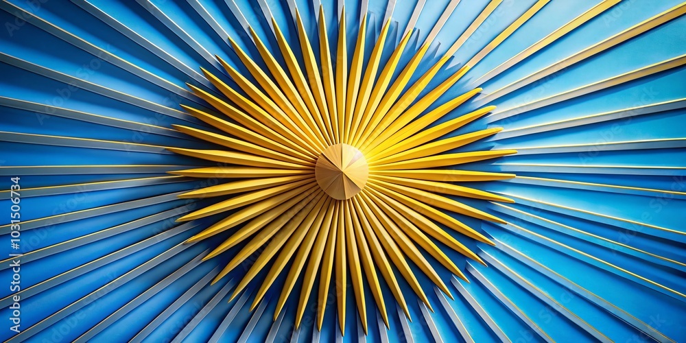Obraz premium Minimalist Sunburst Background in Blue and Yellow for Creative Designs and Artwork