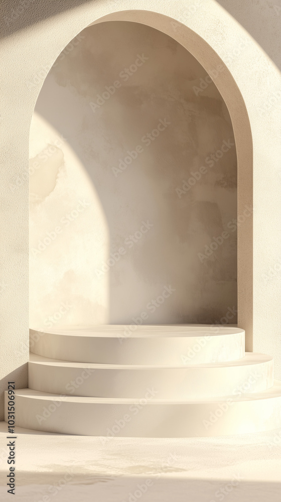 3D Ivory Podium on an Ivory Background for Product Display and Presentation. 3D Ivory Podium on an Ivory Background for Product Display and Presentation.