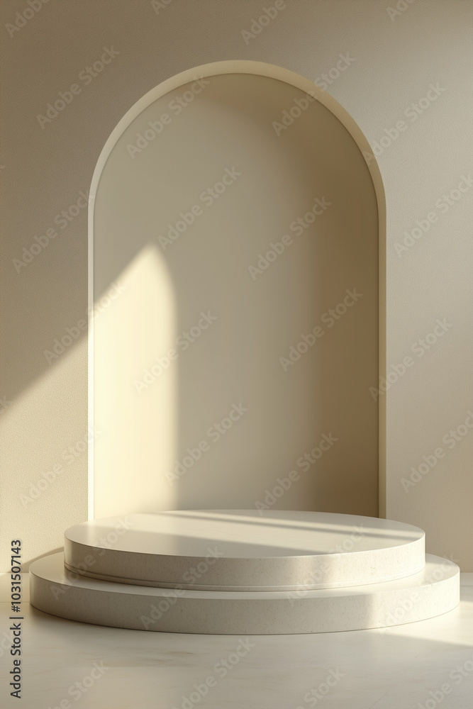 3D Ivory Podium on an Ivory Background for Product Display and Presentation. 3D Ivory Podium on an Ivory Background for Product Display and Presentation.