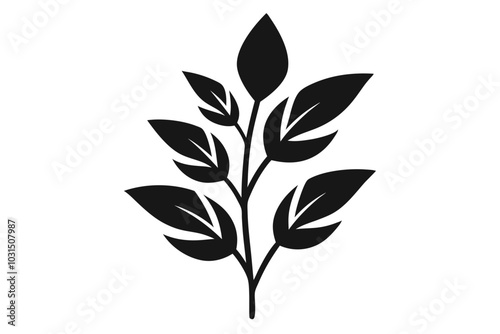 Plant and leaves wall art | isolated vector silhouette illustration on white background