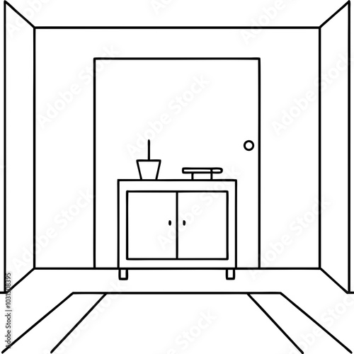  Hallway console line art vector illustration 