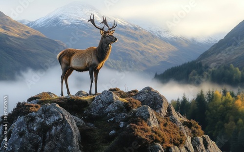 Majestic Red Deer in Scottish Highlands photo