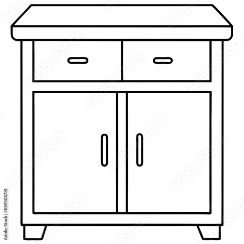  Kitchen cabinet line art vector illustration