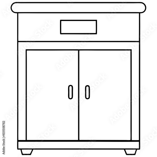  Kitchen cabinet line art vector illustration