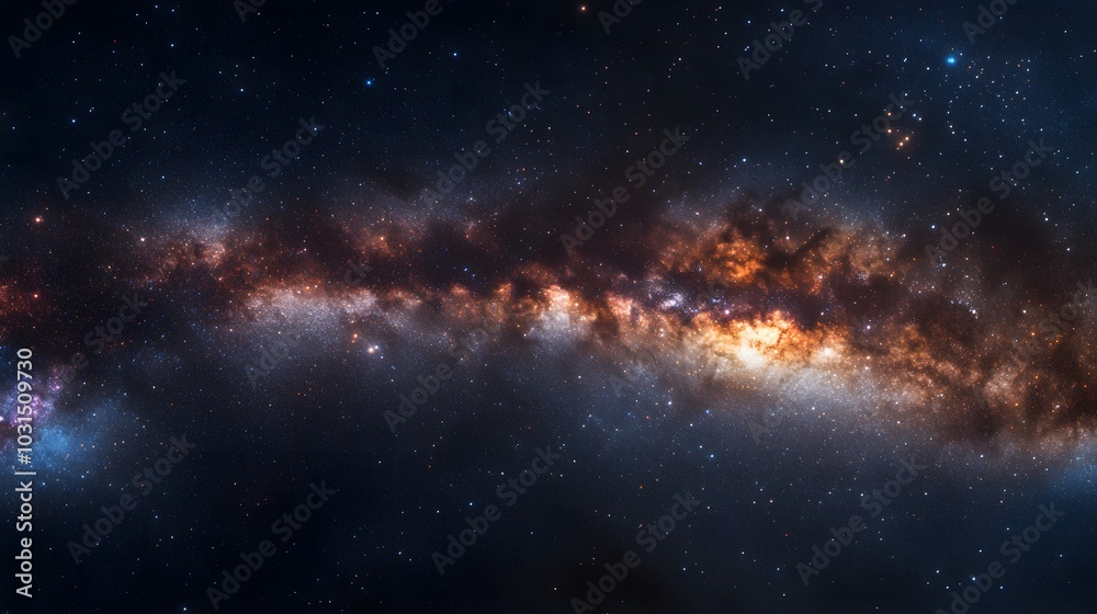 Fototapeta premium Milky Way Galaxy with Stars and Nebulae