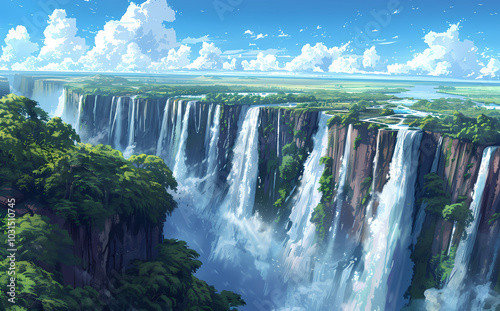 waterfall in the mountains