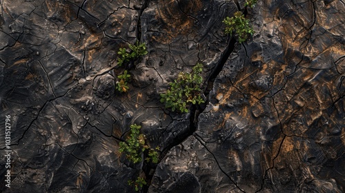 Resilient Greenery on Charred Earth Surface