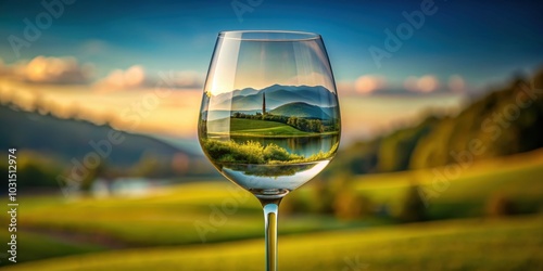 Landscape reflection in a wine glass, landscape, reflection, wine glass, nature, peaceful, serene, beauty, tranquility, abstract