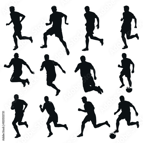 Wallpaper Mural vector silhouette set of football player Torontodigital.ca