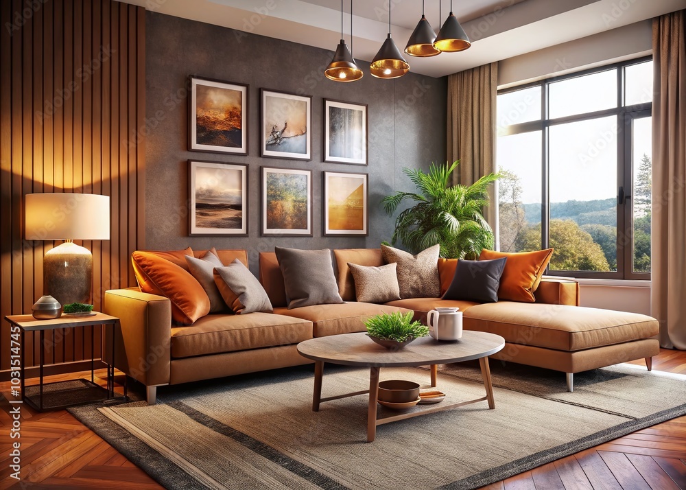 Modern Living Room with Large Couch and Cozy Rug for Interior Design Inspiration Modern Living Room with Large Couch and Cozy Rug for Interior Design Inspiration