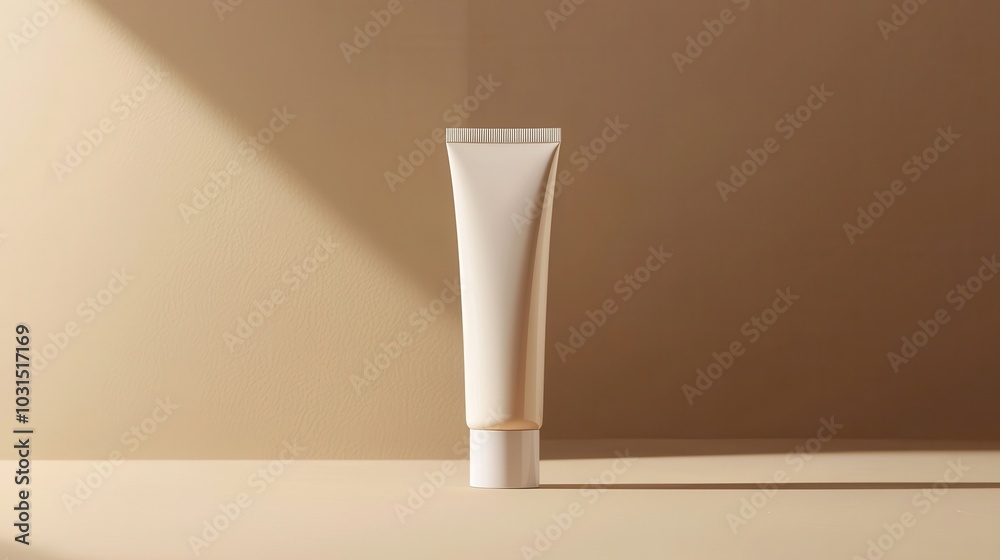 Minimalistic Cream Tube on Warm Background