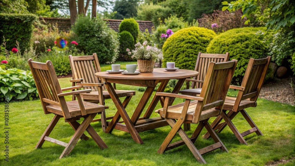 Rustic wooden garden furniture set with table and chairs, outdoor, patio, backyard, natural, wood, furniture, design, rustic Rustic wooden garden furniture set with table and chairs, outdoor, patio, backyard, natural, wood, furniture, design, rustic