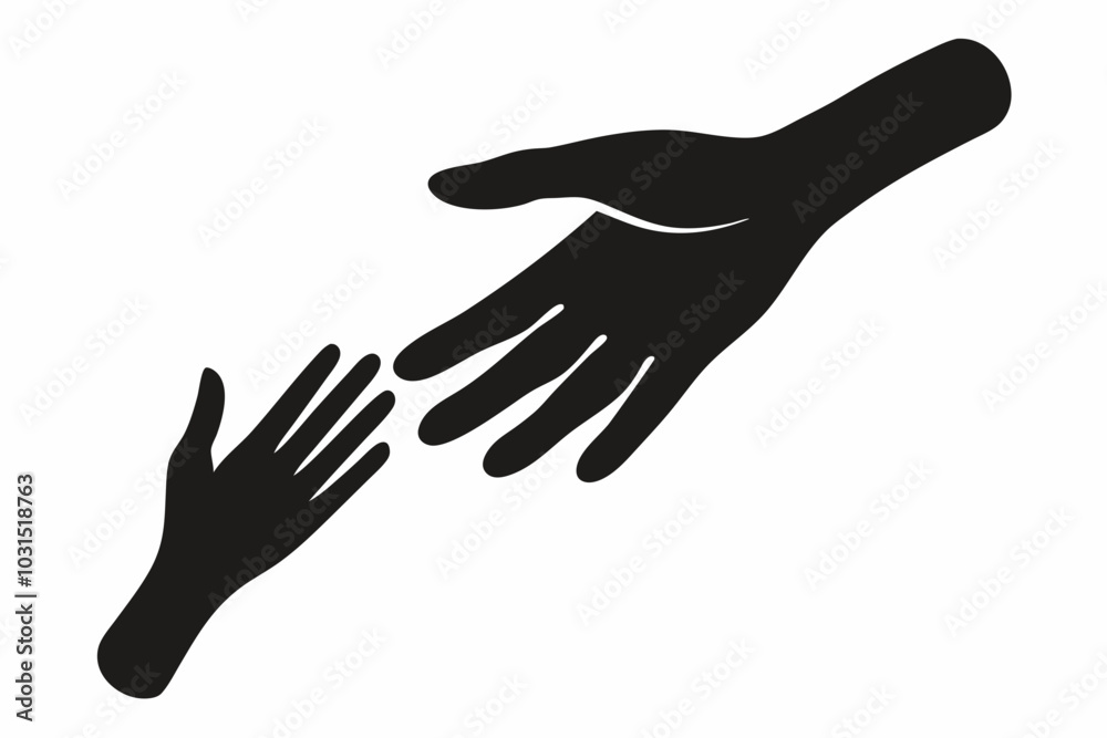 Helping Hands vector silhouette, togetherness idea silhouette, black color isolated on white background
Helping Hands vector silhouette, togetherness idea silhouette, black color isolated on white background
