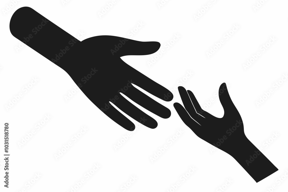 Helping Hands vector silhouette, togetherness idea silhouette, black color isolated on white background
Helping Hands vector silhouette, togetherness idea silhouette, black color isolated on white background