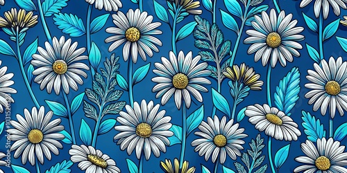 Monochrome Floral Daisies Pattern for Bold Textile Design