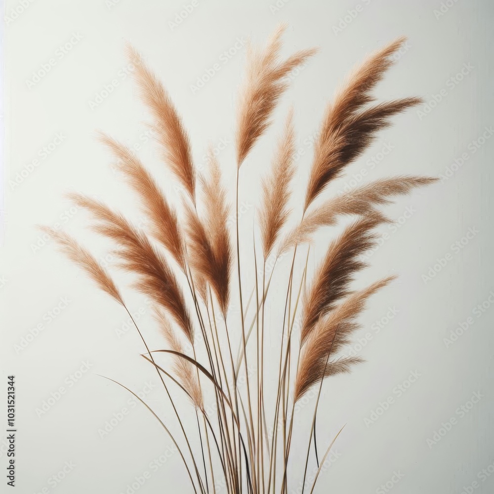 Isolated reed grass on a clean white background for a minimal nature concept Isolated reed grass on a clean white background for a minimal nature concept