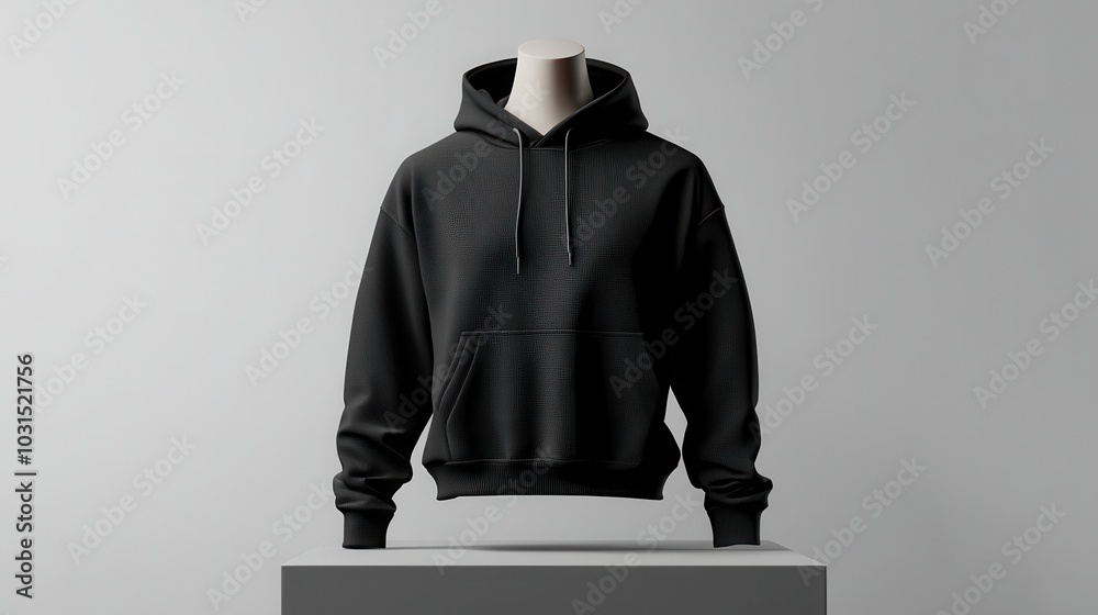 Black Hoodie Mockup on a White Background for Design Presentation. Black Hoodie Mockup on a White Background for Design Presentation.