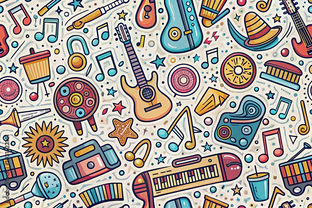 Music Doodle Line Icons Background for Creative Projects and Designs Music Doodle Line Icons Background for Creative Projects and Designs