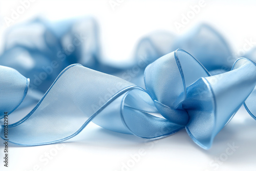 Light blue ribbon isolated on white.