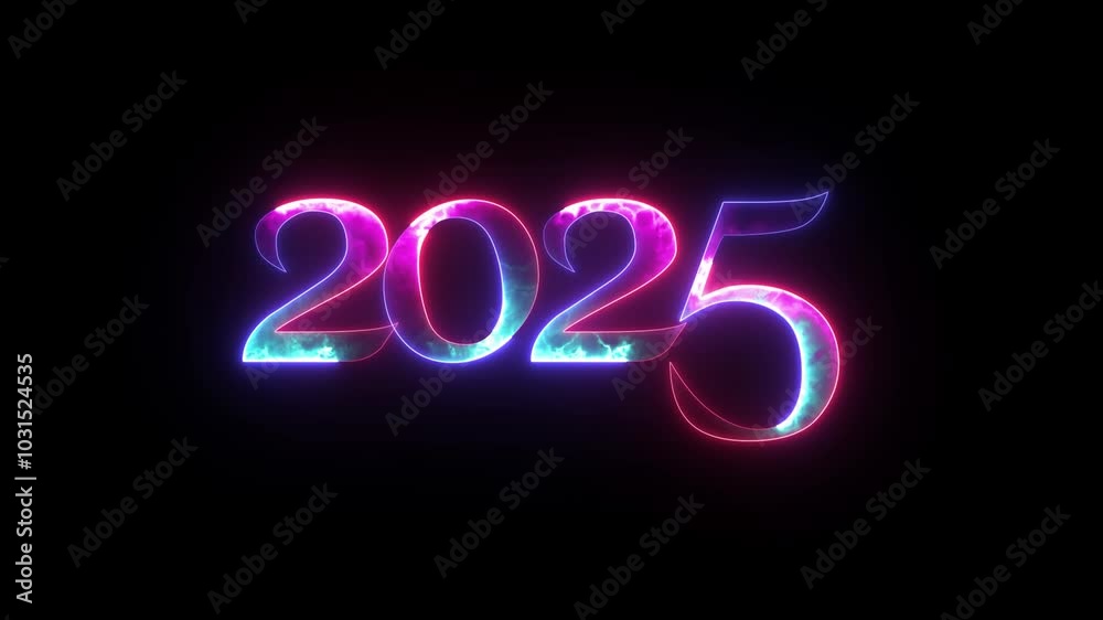 Bright text 2025, happy new year 2025, Glowing neon animated 2025 celebrating the new year Bright text 2025, happy new year 2025, Glowing neon animated 2025 celebrating the new year