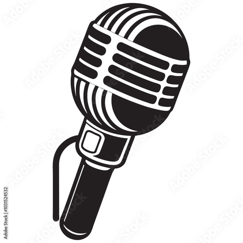 Microphone Silhouette Vector Illustration  Audio Icon