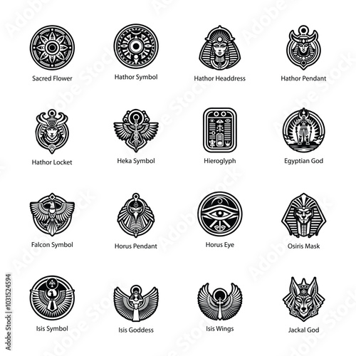 Collection of Ancient Egypt Glyph Icons 

