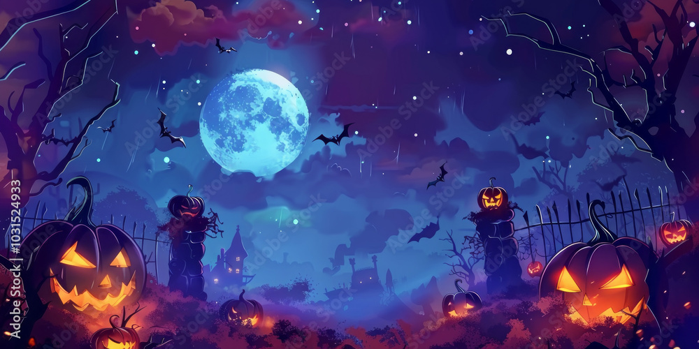 pumpkins on a spooky Halloween night ,Generated By Ai pumpkins on a spooky Halloween night ,Generated By Ai